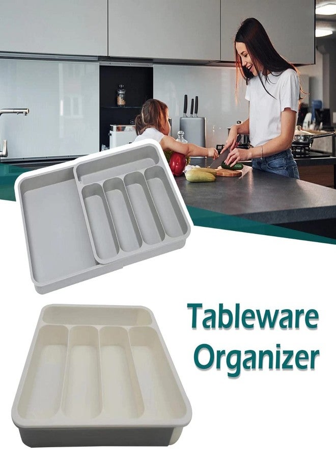 divinezon Five Grid Cutlery Organizer, Expandable Kitchen Drawer and Utensil Holder, Adjustable Large Kitchen Tool |34.5 x 52.5 x 5 CM|Plastic|Grey - Image 5
